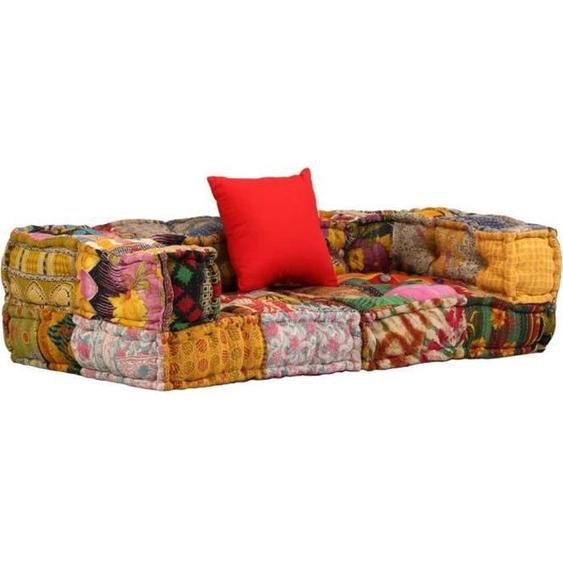 vidaXL Pouf modulaire à 2 places Patchwork Tissu