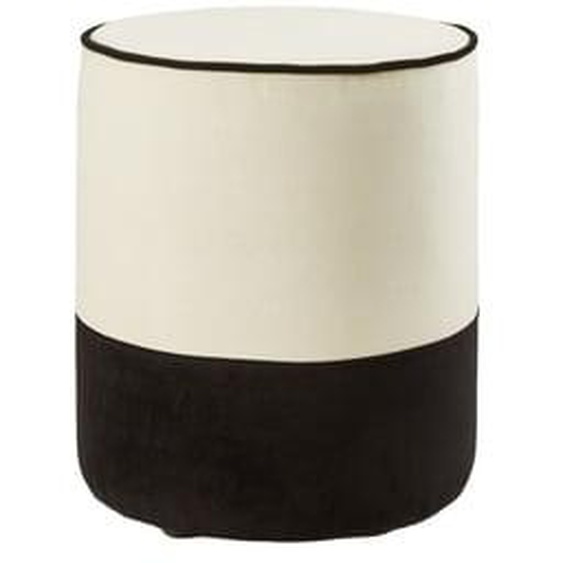 MADURA - Pouf Noe  en Velours bicolore, finition passepoil Blanc