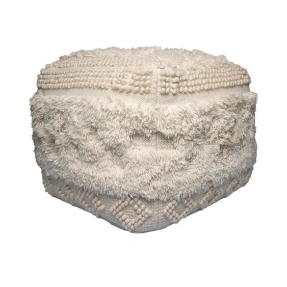 Pouf - PARIS PRIX - Bohist - 50cm - Beige - Fait à la main - Intérieur