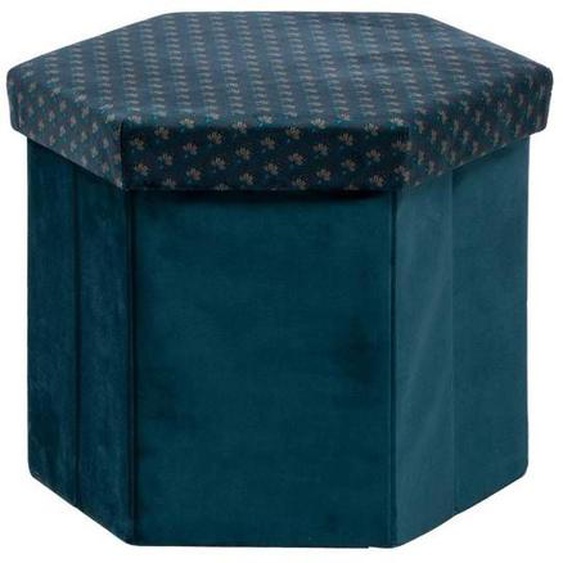 Pouf pliant hexagonal Jiling en velours 40x38cm bleu - Bleu - Atmosphera createur dinterieur