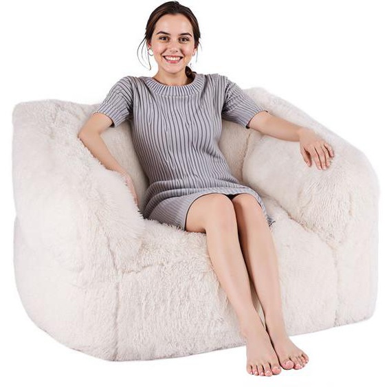 Pouf Poire pour Adultes-VEVOR-Fauteuil Pouf-avec Accoudoirs-avec Fermeture Éclaire-pour Chambre, Salle de Jeux, Salon-Beige