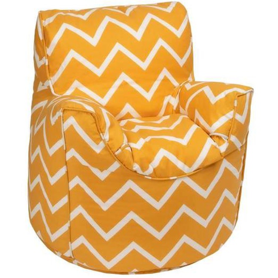 Fauteuil Pouf - Zigzag - Jaune - Tissu en polycoton - 60 cm hauteur - 50 cm largeur