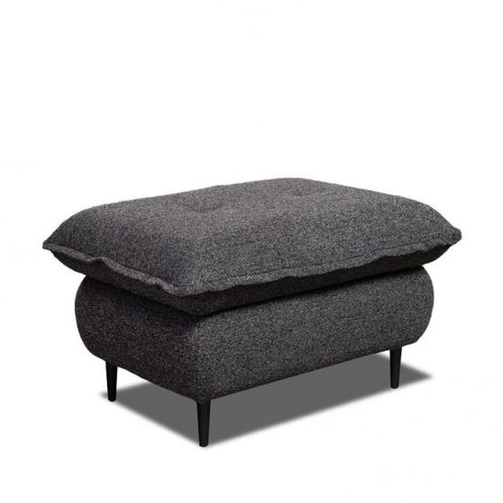 Pouf rectangulaire LISBONNE tissu tweed anthracite chiné
