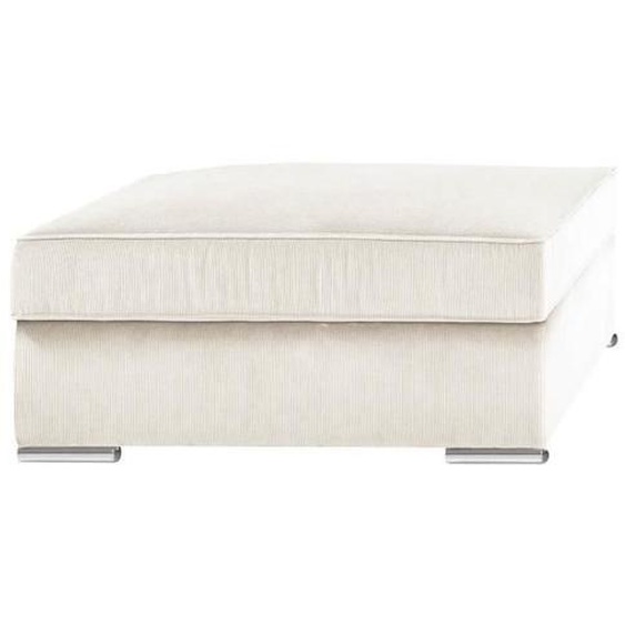 Pouf Repose Pieds - ALTOBUY - SORIAN - Velours Côtelé - Blanc - Design Contemporain
