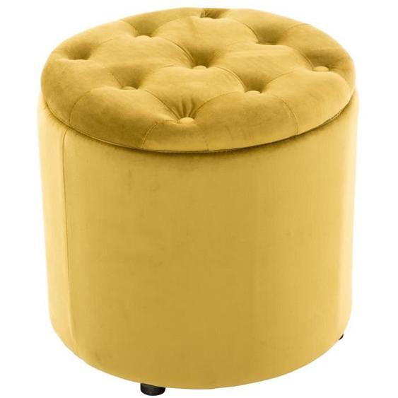 Pouf repose-pieds Pantin en velours - CLP - Jaune - Design contemporain - Espace de rangement