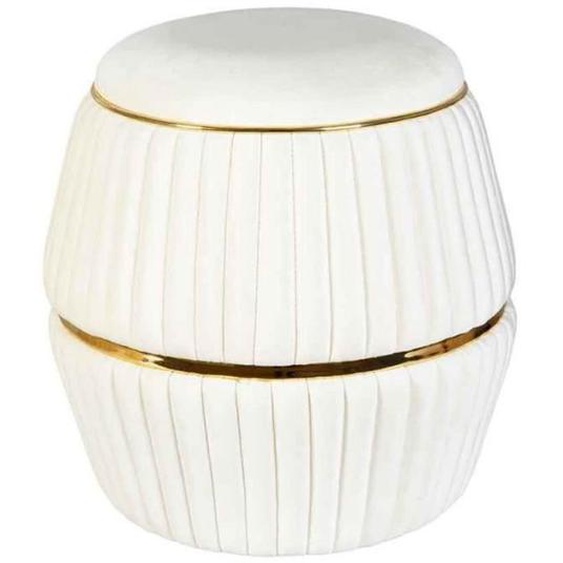 Pouf Rond Design - Doric - 53cm - Ivoire & Or - Confortable - Norme Oeko-Tex