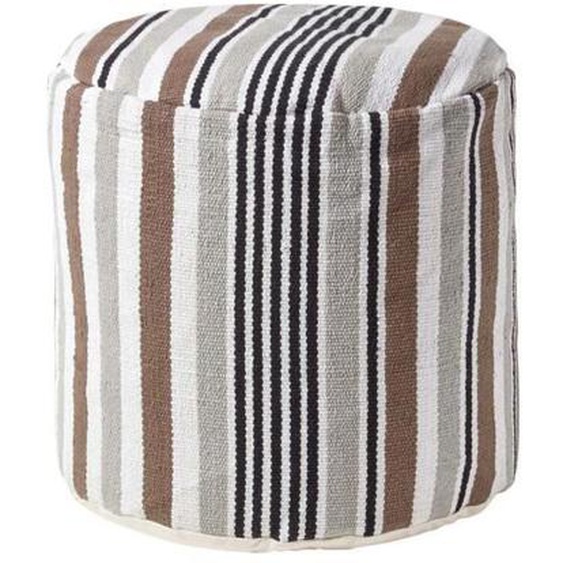 Pouf rond en coton rayé noir et gris 45 x 40 cm