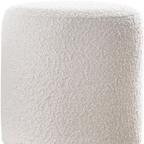 Pouf rond en tissu effet laine bouclée blanc cassé et métal doré D40 cm AMAYA