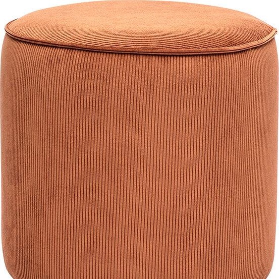 Pouf rond en velours côtelé terre brûlée D40 cm PAUL
