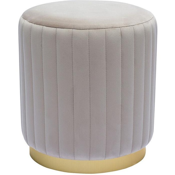 Pouf rond en velours taupe et métal doré D40 cm DONA