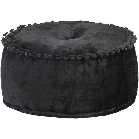 Pouf Rond Velours 40x20 cm Anthracite