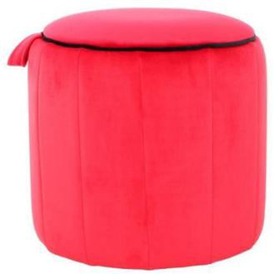 Pouf Rond Velours - Paris Prix - Reese - Chic & Confortable - Rouge