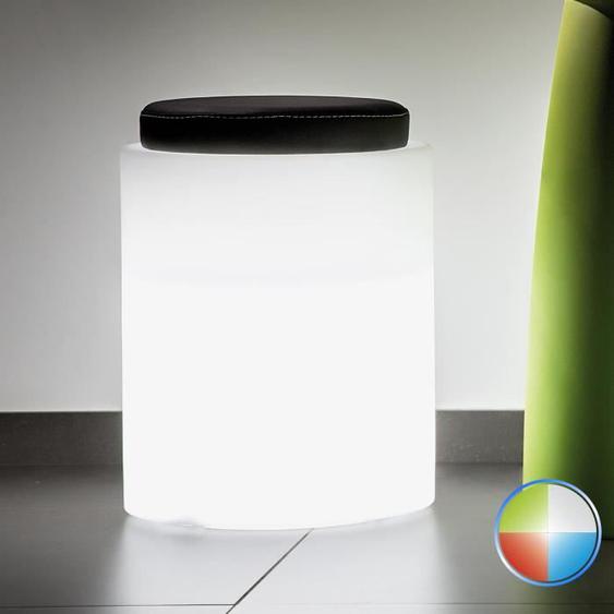 Pouf Round en résine - Blanc - Scandinave Moderne - Ø 40 CM - Led Multicolor