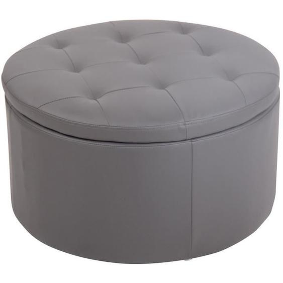 Pouf - Tabouret coffre Evora - Gris - Similicuir - CLP - Salon - Intérieur