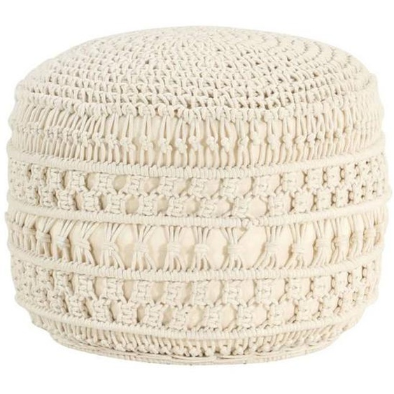 Pouf tabouret repose pied fait cordes tressees a la main 45 x 30 cm coton beige DEC029982