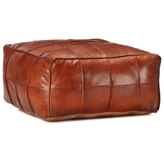 Pouf - VIDAXL - Cuir véritable de chèvre - Brun roux - Style vintage