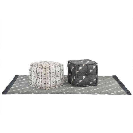 Pouffes Géométrique Gris et blanc 40 x 40 x 40 cm tissu