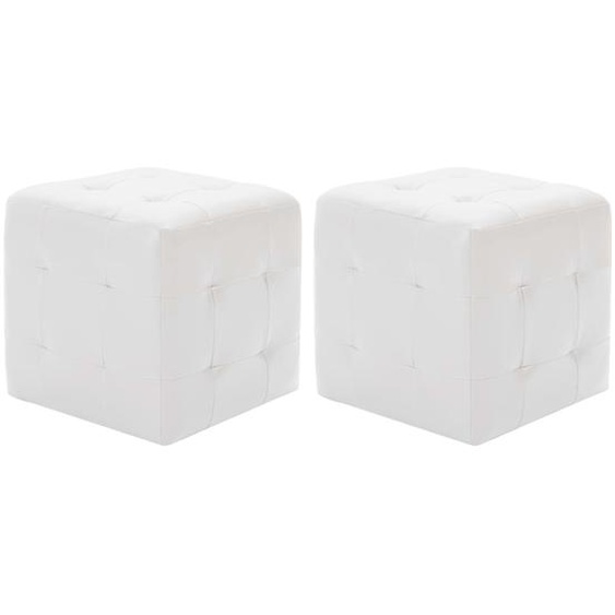 Poufs 2 pcs Blanc 30 x 30 x 30 cm Similicuir