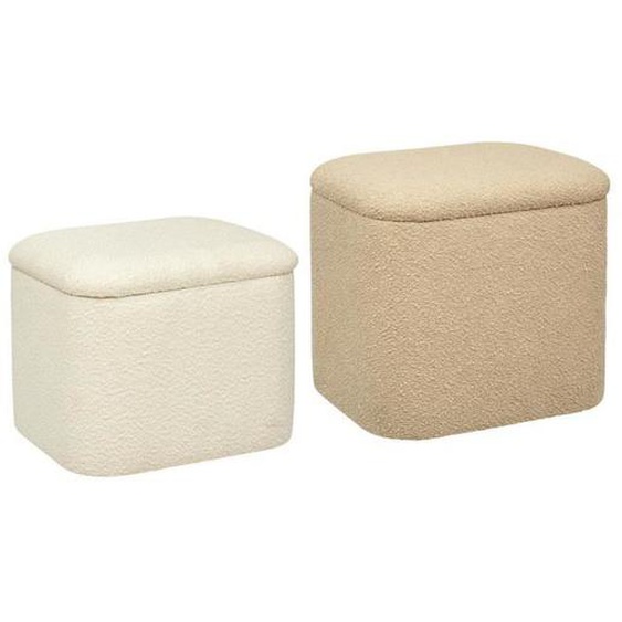 Set de 2 poufs Dani en bouclette L37,5/41,5cm - Beige - Atmosphera createur dinterieur