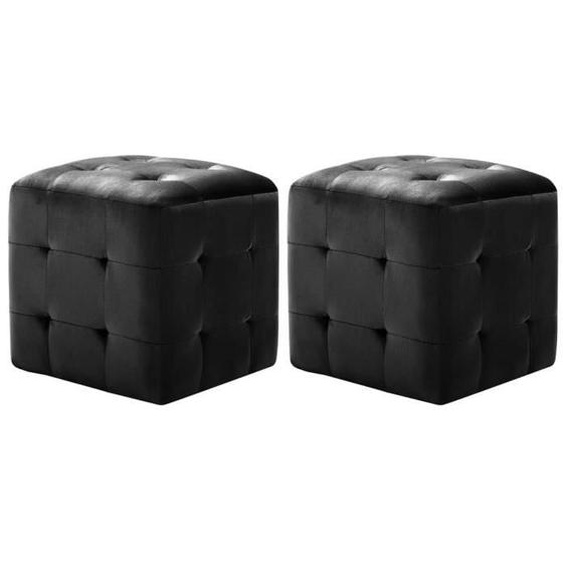 Poufs en velours noir VIDAXL - Lot de 2 - Dimensions 30 x 30 x 30 cm