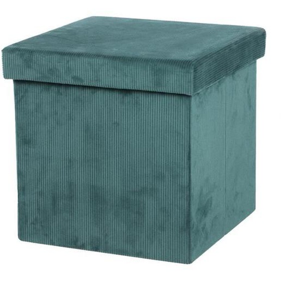 Pouf de rangement pliable - URBAN LIVING - Kube - Velours côtelé - Vert - 37,5 x 37,5 x 37,5 cm