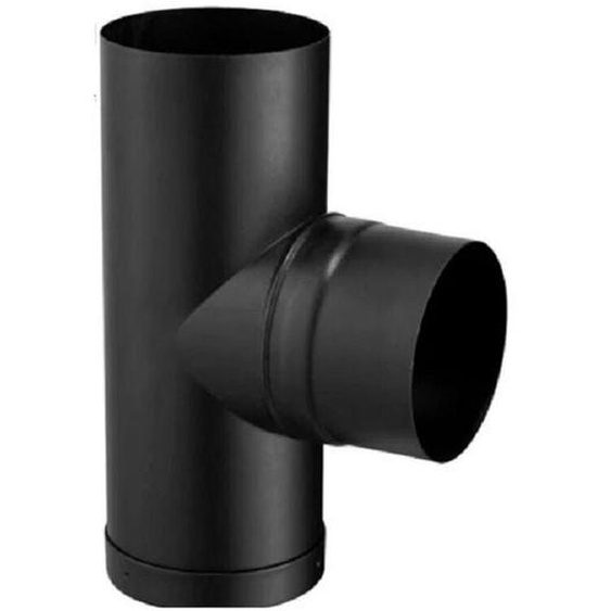 Poujoulat - Té tampon émaillé noir - Té tampon émaillé noir - Diamètre intérieur 150 mm