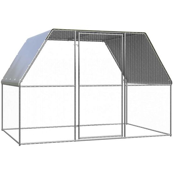 Poulailler argenté et gris 3x2x2 m acier galvanisé