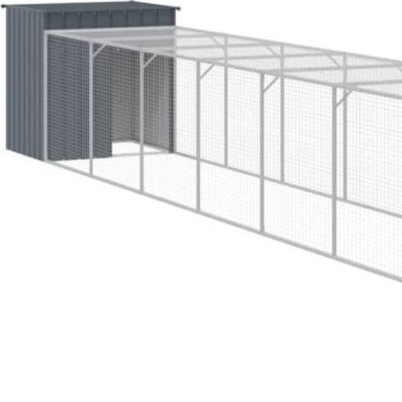 Poulailler avec cour anthracite 110x1017x110 cm acier galvanisé