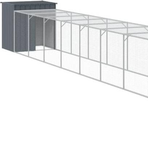 Poulailler avec cour anthracite 110x1221x110 cm acier galvanisé