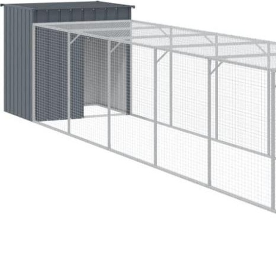 Poulailler avec cour anthracite 110x813x110 cm acier galvanisé