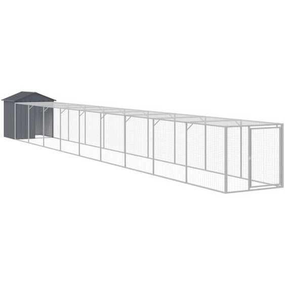 Poulailler avec cour anthracite 117x1017x123 cm acier galvanisé