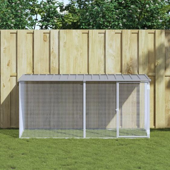 Poulailler avec toit gris clair 203x98x90 cm acier galvanisé vidaXL