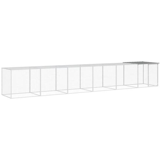 Poulailler avec toit gris clair 603x98x90 cm acier galvanisé