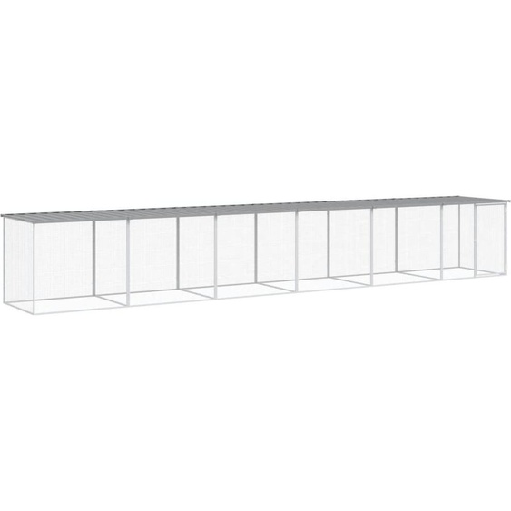 Poulailler avec toit gris clair 603x98x90 cm acier galvanisé