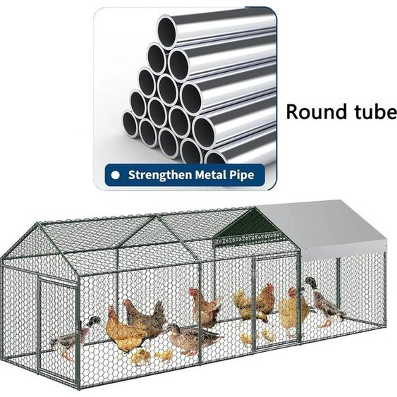 Poulailler, design spacieux, résistant aux prédateurs, argenté