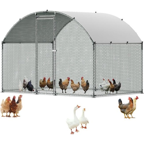 Poulailler - Enclos/volière 3 x 2 x 2 m - Accessible - Avec couverture - Double toit - Serrure de sécurité - Pour poules, canards et lapins