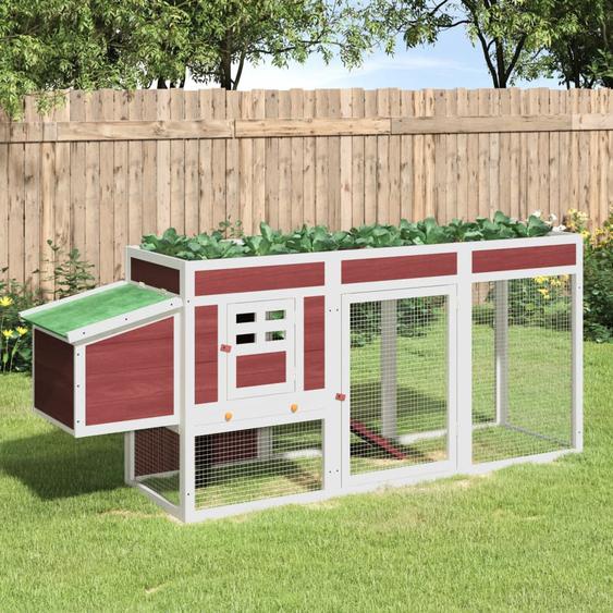 Poulailler moka 204x50x84 cm bois massif de pin