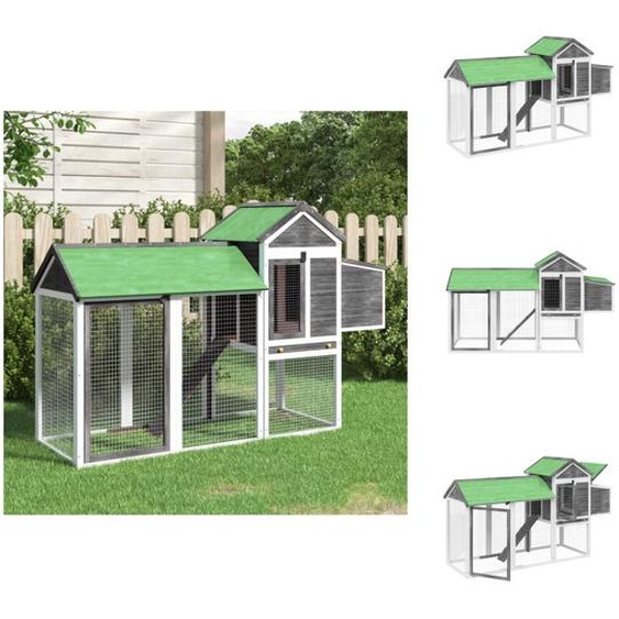 Poulailler vidaXL gris 193 x 65 x 117 cm en pin massif - Habitats et enclos pour petits animaux