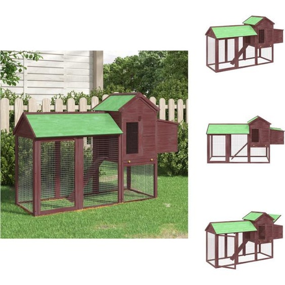 Poulailler vidaXL Mokka 193 x 65 x 117 cm en pin massif - Habitats et enclos pour petits animaux