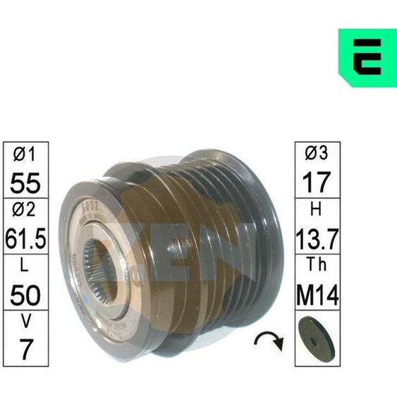 Poulie de roue libre pour alternateur ERA, destinée au TOYOTA RAV 4 III (ACA3, ACE, ALA3, GSA3, ZSA3)