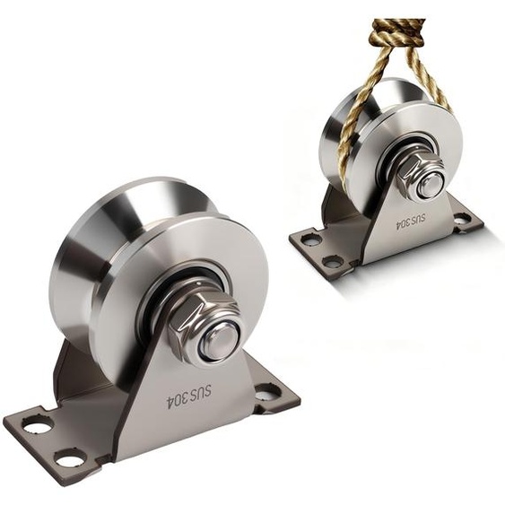 Poulie en V de 48 mm, avec 2 roulements à billes, capacité de 500 kg, lot de 2