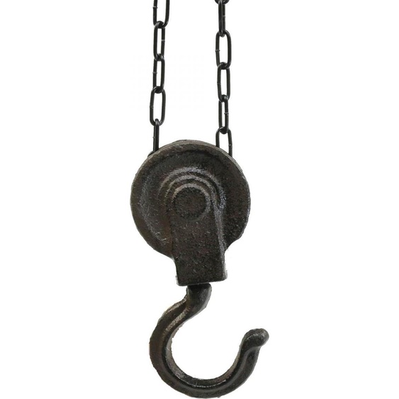 Poulie Vintage Marron Noir Déco Métal 40cm