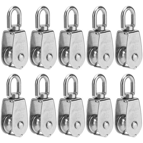 Poulies en acier inoxydable, lot de 10, capacité de 35 kg, rotation à 360°