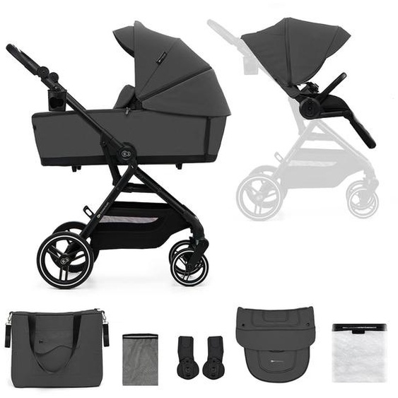 Poussette 2 En 1 Kinderkraft Yoxi Avec Nacelle Pliable, Siège Réversible, Roues Increvables Et Upf50+ Gris