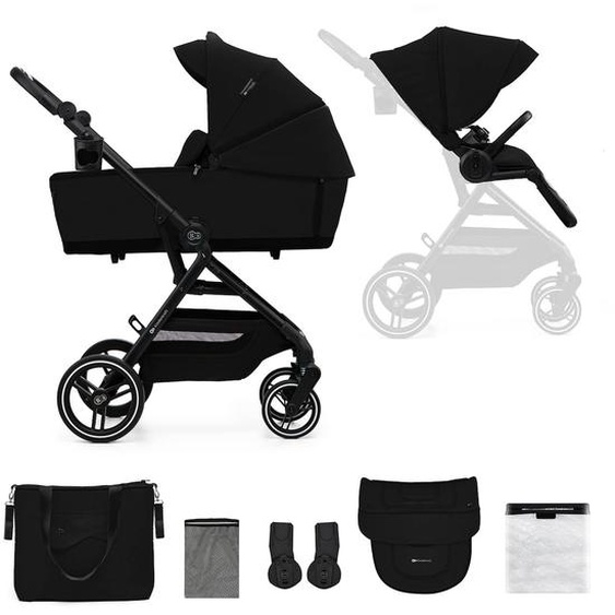 Poussette 2 En 1 Kinderkraft Yoxi Avec Nacelle Pliable, Siège Réversible, Roues Increvables Et Upf50+ Noir