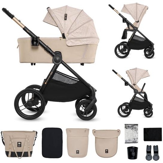 Poussette 2 En 1 Légère Pliage Compact + Nacelle Et Siège Poussette Réversible Beige/sable