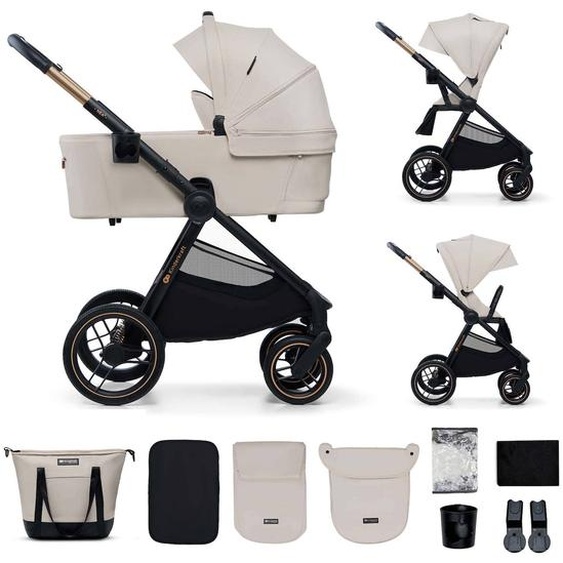 Poussette 2 En 1 Légère Pliage Compact + Nacelle Et Siège Poussette Réversible Beige