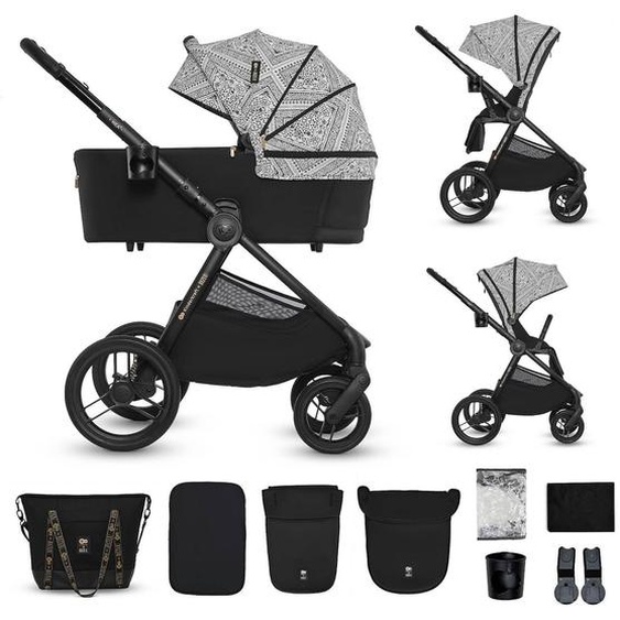 Poussette 2 En 1 Légère Pliage Compact + Nacelle Et Siège Poussette Réversible Noir/argent