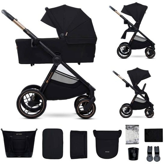 Poussette 2 En 1 Légère Pliage Compact + Nacelle Et Siège Poussette Réversible Noir