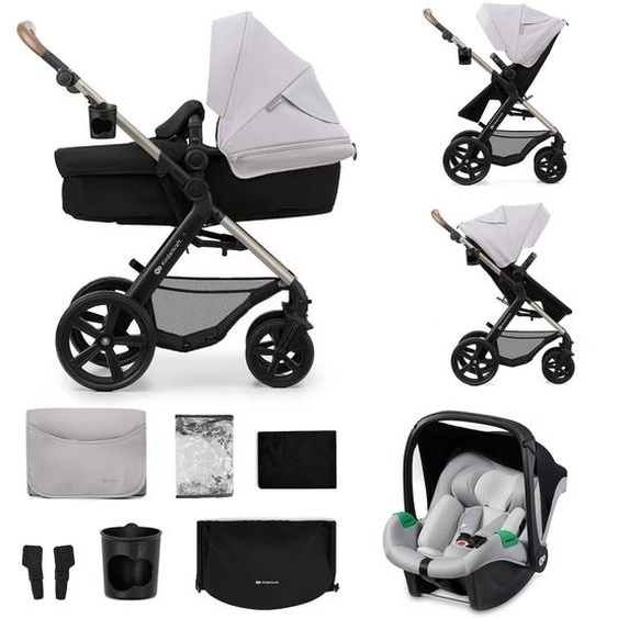 Poussette 3 En 1 Kinderkraft Moov 2 Air Avec Siège 2 En 1 Transformable, Roues Gonflables Et Mink Pro I-size Inclus Gris Anthracite
